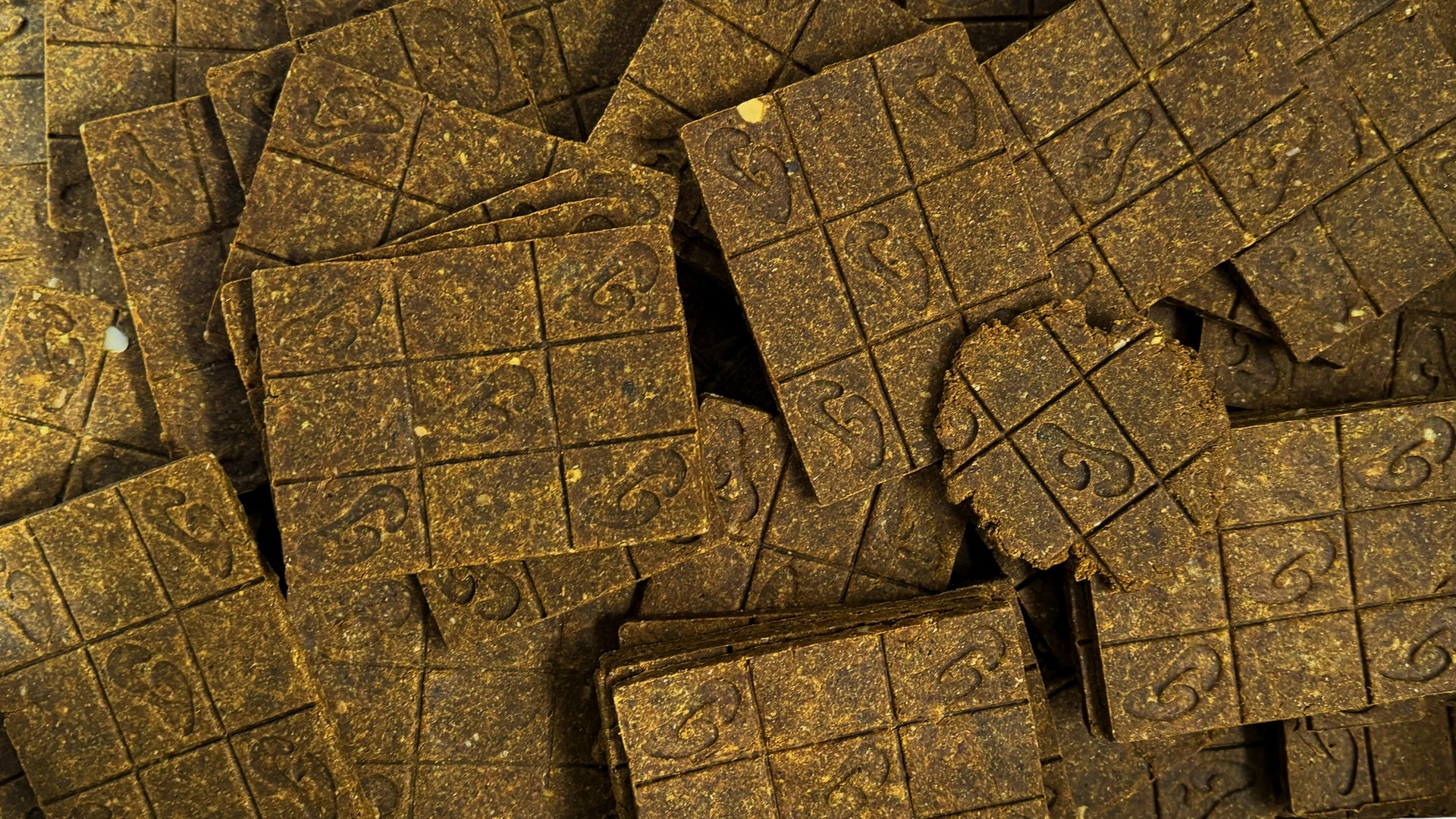 Overlapping Gather & Bowl blocks, showing the seed texture, scored squares and stamped bowl marks.